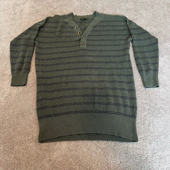 Prana Women's Long Henley Sweater Tunic Green Blue‎ Stripes Size Large - Picture 7 of 9
